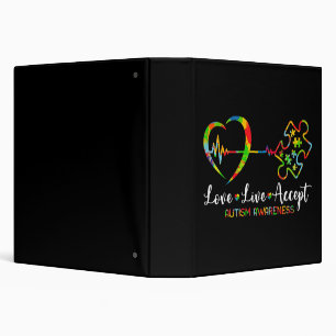 Live Love Accept Autism Awareness Men Women Kids G Binder