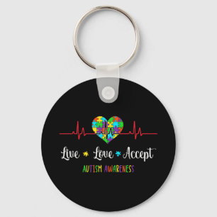 Live Love Accept Autism Awareness Mom,Show love to Keychain