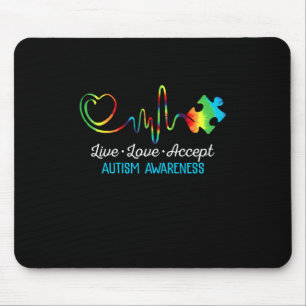 Live Love Accept Autism Awareness Mouse Pad