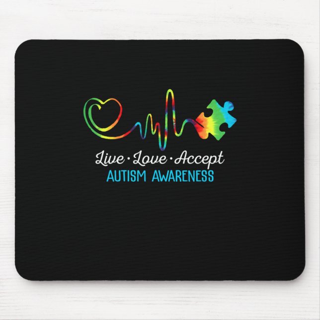 Live Love Accept Autism Awareness Mouse Pad (Front)