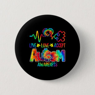 Live Love Accept Autism Awareness Support Acceptan 2 Inch Round Button