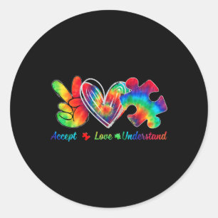 Live Love Accept Autism Awareness Support Acceptan Classic Round Sticker