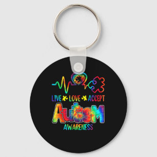 Live Love Accept Autism Awareness Support Acceptan Keychain