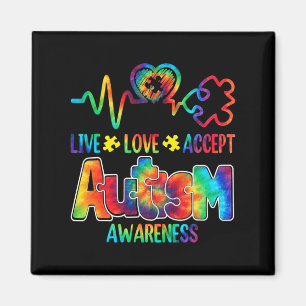 Live Love Accept Autism Awareness Support Acceptan Magnet