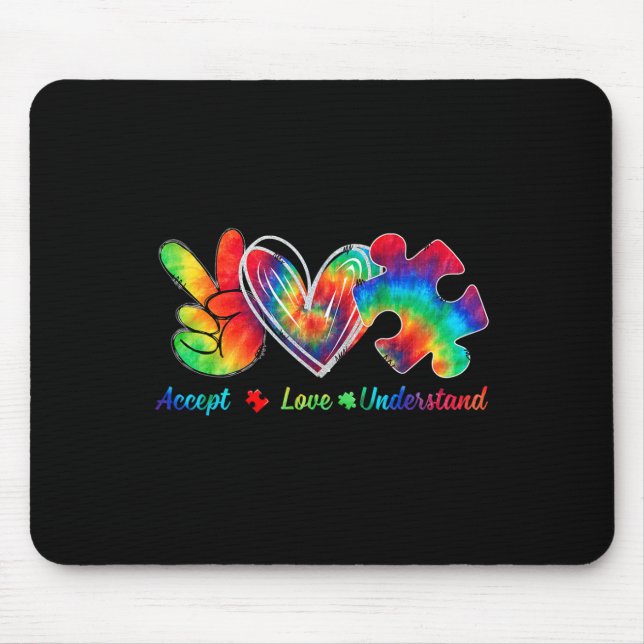 Live Love Accept Autism Awareness Support Acceptan Mouse Pad (Front)