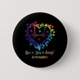 Live Love Accept Autism Awareness Tie Dye Autism H 2 Inch Round Button