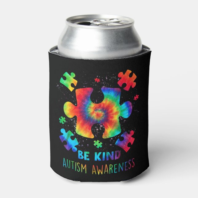 Live Love Accept Autism Awareness Tie Dye Autism M Can Cooler (Can Front)