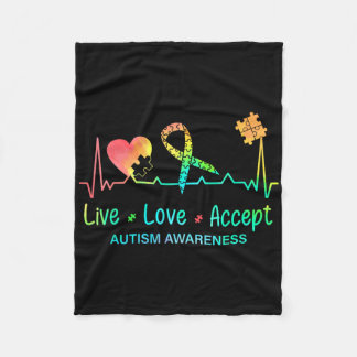 Live Love Accept Autism Month Tie Dye Men Women Ki Fleece Blanket