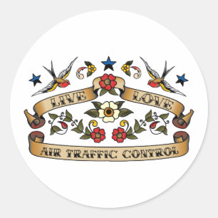 Live Love Air Traffic Control Classic Round Sticker