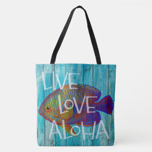 Live Love Aloha Tropical Fish Beach Sac de plage