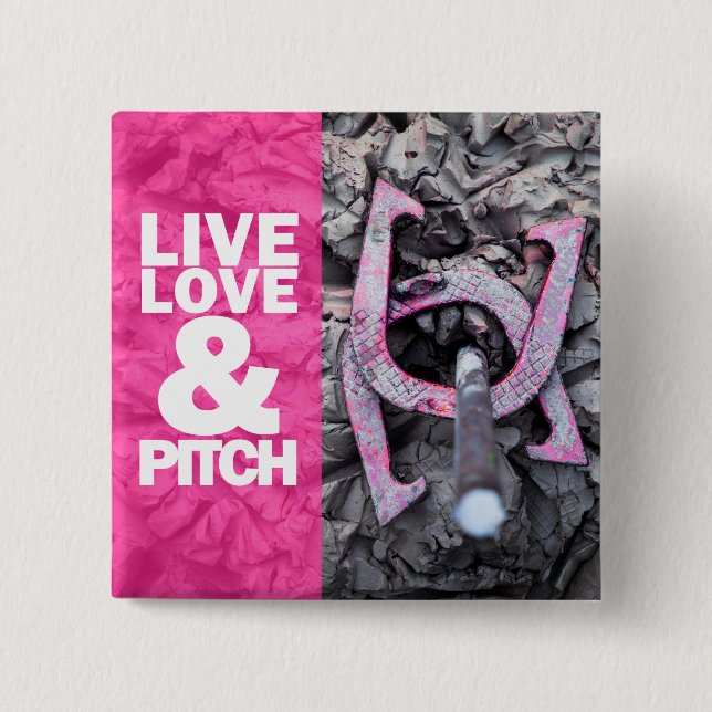 Live Love and Pitch Horseshoes 2 Inch Square Button (Front)