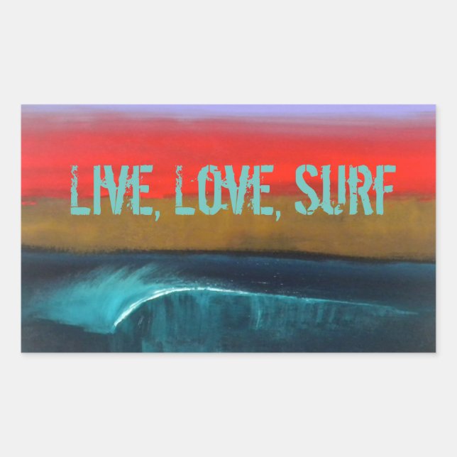 Live, Love, autocollants Surfs par Marene Original (Devant)