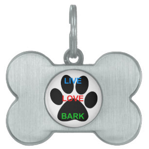 LIVE LOVE BARK Dog Paw Print Pet ID Tag