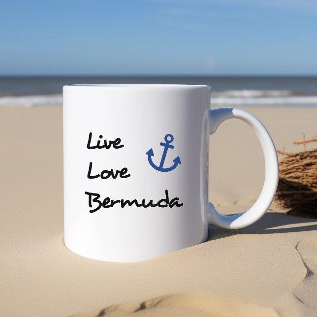 Live Love Bermuda Script Text with Anchor Coffee Mug (Creator Uploaded)