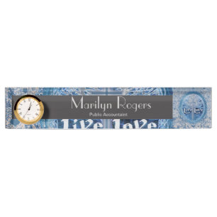 Live Love Cross Blue Tree of Life Pattern Nameplate