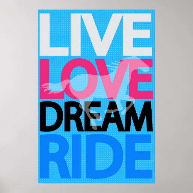 Live Love Dream Ride Cowgirl Poster équestre (Devant)