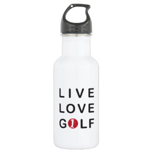 Live, love, golf aluminum 532 ml water bottle