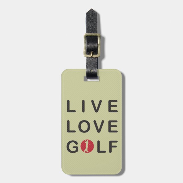 Live Love Golf Golfing Red Black Luggage Tag (Front Vertical)