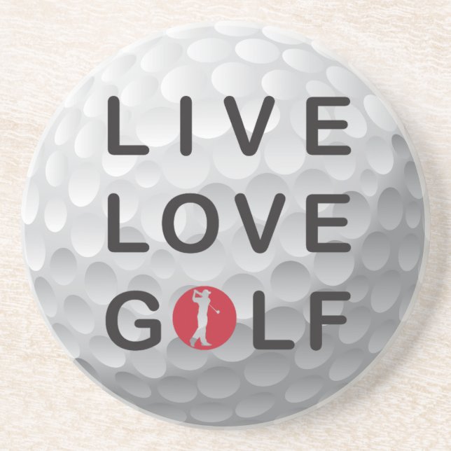 live love golf sandstone coaster. coaster (Front)