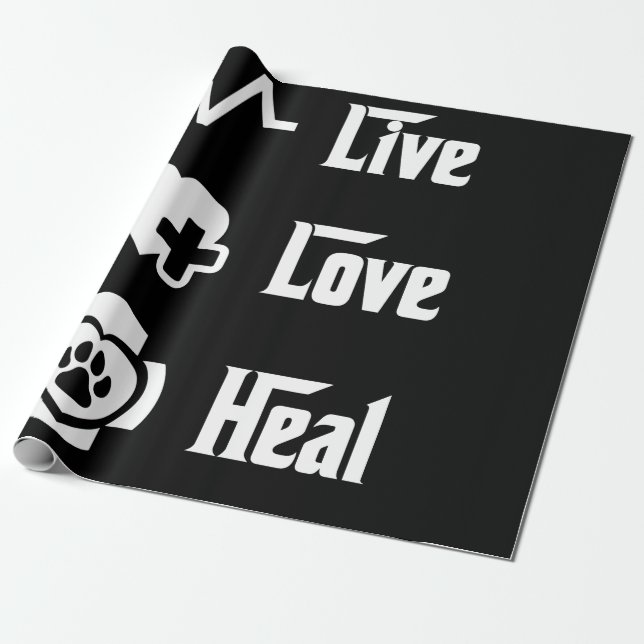Live Love Heal Vet Tech For Veterinary Technicians Wrapping Paper (Unrolled)