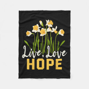 Live Love Hope Daffodils Floral Flower Motivationa Fleece Blanket
