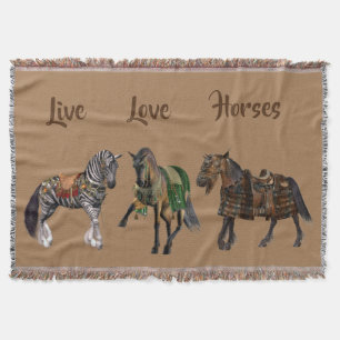 Live Love Horses Throw Blanket
