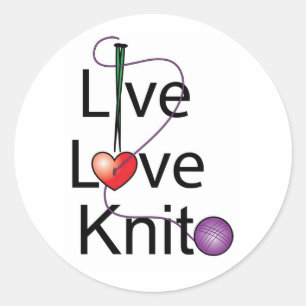 Live Love Knit Classic Round Sticker