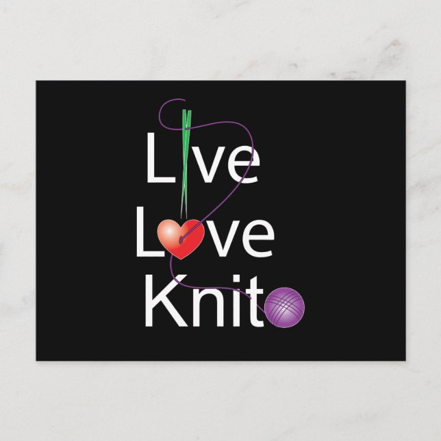 Live Love Knit Postcard (Front)