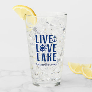 Live Love Lake - Nautical Boat Shipwheel Glass