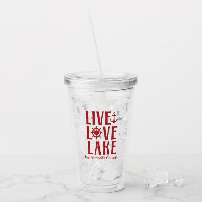 Live Love Lake - Nautical Valentines Day Acrylic Tumbler (Front Ice)