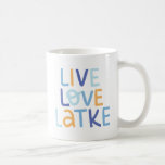 Live Love Latke Hanukkah Design Coffee Mug<br><div class="desc">Celebrate the joy of Hanukkah with this colourful "Live Love Latke" design. Featuring bright colours and playful typography,  this graphic is perfect for a variety of products,  from home decor to gifts. Add a touch of holiday spirit and deliciousness to your space with this fun and festive design.</div>