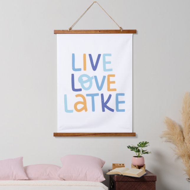 Live Love Latke Hanukkah Design Hanging Tapestry (Bedroom)
