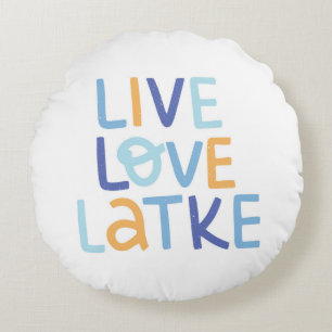 Live Love Latke Hanukkah Design Round Pillow