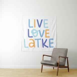 Live Love Latke Hanukkah Design Tapestry
