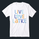 Live Love Latke Hanukkah Design Tri-Blend Shirt<br><div class="desc">Celebrate the joy of Hanukkah with this colourful "Live Love Latke" design. Featuring bright colours and playful typography,  this graphic is perfect for a variety of products,  from home decor to gifts. Add a touch of holiday spirit and deliciousness to your space with this fun and festive design.</div>