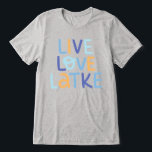 Live Love Latke Hanukkah Design Tri-Blend Shirt<br><div class="desc">Celebrate the joy of Hanukkah with this colourful "Live Love Latke" design. Featuring bright colours and playful typography,  this graphic is perfect for a variety of products,  from home decor to gifts. Add a touch of holiday spirit and deliciousness to your space with this fun and festive design.</div>