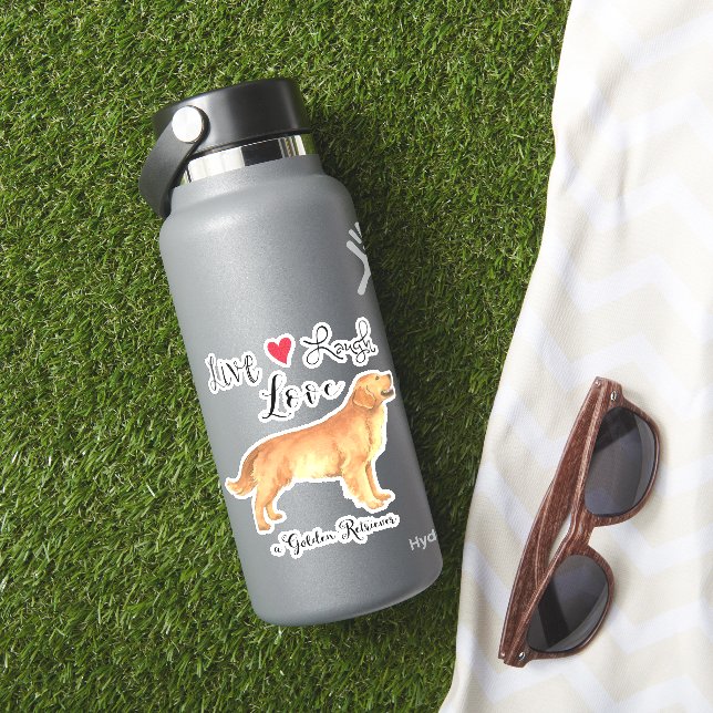 Live Love Laugh a Golden Retriever Vinyl Sticker (HydroFlask Insitu)