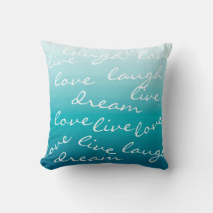 live love laugh dream text design ombre throw pillow