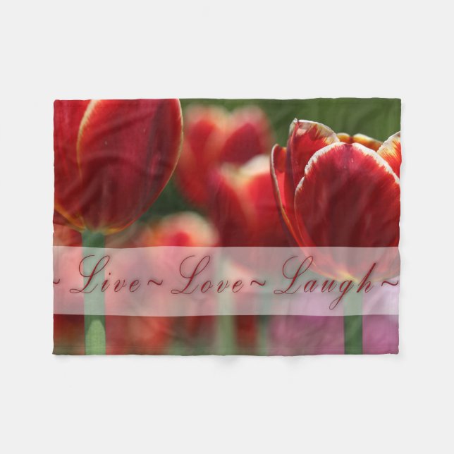 "Live Love Laugh" Fleece Blanket (Front (Horizontal))