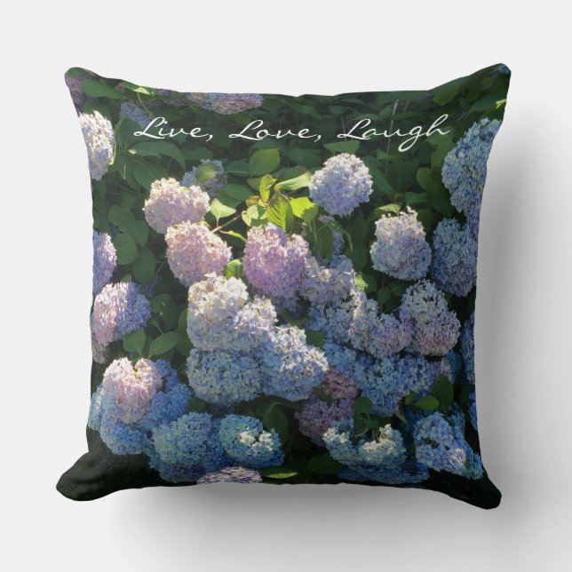 Live Love Laugh Hydrangea Cottage  Throw Pillow (Front)
