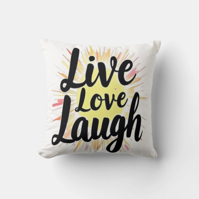 Live Love Laugh Motivational Burs Throw Pillow (Front)