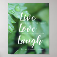 Live Love Laugh Motivational Typography Foliage