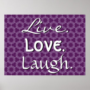 Live Love Laugh Purple Retro Pattern 012 Poster