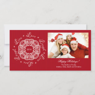 Live Love Laugh Vintage Ornament Holiday PhotoCard