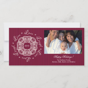 Live Love Laugh Vintage Ornament Holiday PhotoCard Card