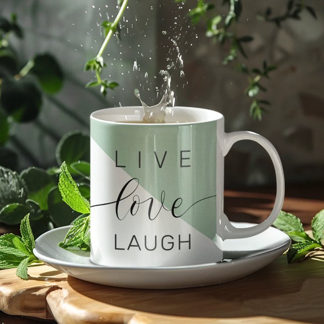Live Love Laught Positive Motivation Mint Quote Coffee Mug (Creator Uploaded)