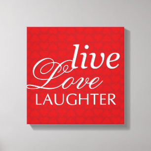 Live Love Laughter red hearts inspiration wall art