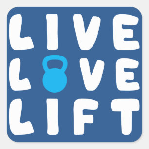 Live, Love, Lift Fitness Gym Square Sticker
