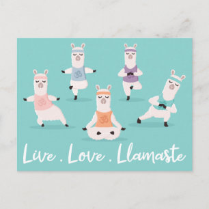 Live Love Llamaste Fun Yoga Llama Characters Postcard