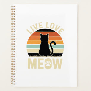 Live Love Meow Vintage Cat Sunset Design_1 Planner